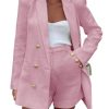 41mSYhPNLL.jpg Womens 2 Piece Tweed Blazer Shorts Sets Long Sleeve Double Breasted Suit Jackets Business Outfit