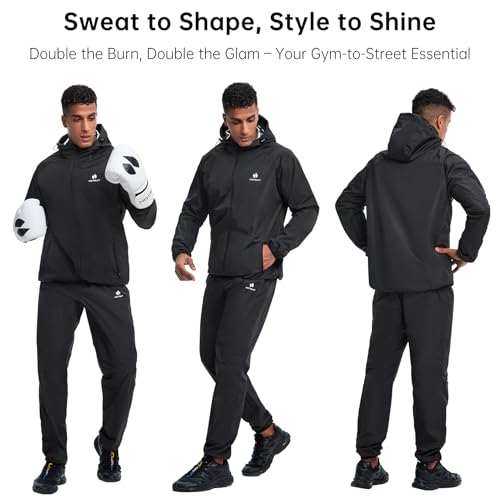 41mZ7podfwL.jpg Sauna Suit for Men Weight Loss Sweat Suit Boxing Exercise Sweat Sauna Jacket Pants