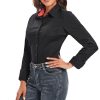 Womens Button Down Shirts Long Sleeve Regular Fit Stretch Work Blouse