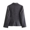 41nEScyiPpL.jpg Women's Winter Slim Commuter Lapel Single Breasted Suit Jacket High Waist Skirt Set