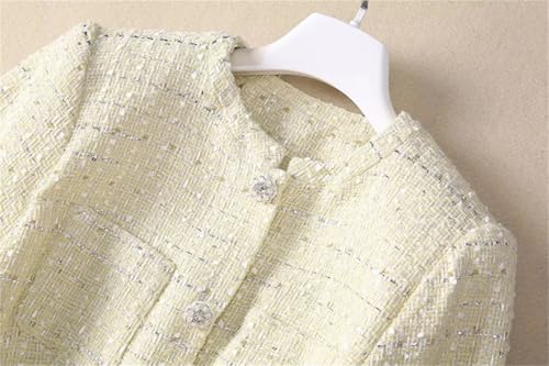 41oD1KWspwL.jpg Women Suit Long-Sleeved Single-Breasted Lace-Up Slim Tops Pleated Skirt Two Piece Set