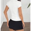 41oJ1WhEsEL.jpg Women's Short Sleeve Button Down Ruched T Shirt Fitted Crop Top