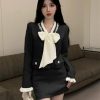41oRpZc7luL.jpg Women Korean Fashion Chic Skirt Sets 2 Piece Outfit French Elegant Jacket Coat Mini Skirt Suits