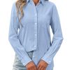 41oZRPdgChL.jpg Womens Button Down Shirt Linen Button Up Shirts for Women Long Sleeve Summer Shirt Collared Blouse Linen Tops