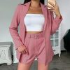 Blazer Shorts Set for Women 2 Piece Long Sleeve Open Front Blazers Short Suits Business Outfits with Belt