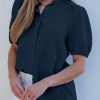 41pp0lSw0aL.jpg Womens Button Down Shirts Cute Short Puff Sleeve V Neck Tops Spring Summer Blouses for Women Dressy Casual
