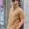41qEPraIMhL.jpg Mens Short Sleeve Cuban Camp Guayabera Shirt Linen Cotton Hippie Beach Button Down Shirts