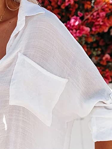 41qs3GtOazL.jpg Button Down Shirt for Women Beach Cover Up Long Sleeve Blouses