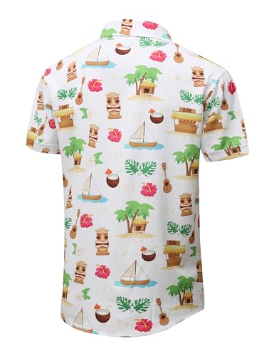 41r76J8Wu3L.jpg Mens Hawaiian Shirt, Short Sleeves Button Down Beach Clothing, Unisex Summer Flamingos Casual Aloha Floral Shirts