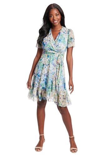 41sBnMbh6vL.jpg Women's Faux Wrap Dress with Ruffle Skirt Occasion Shower Office Career