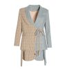 41sHKDSjiTL.jpg Women's Skirt Suit Spring Autumn Checkered Blazer Belted A Line Skirt 2 Piece Set for Women