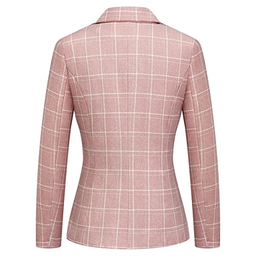 41sutgs10IL.jpg Women's 2 Piece Business Plaid Suit Set Office One Button Slim Fit Blazer with Pant