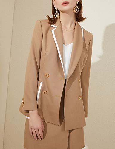 41swV0EEchL.jpg Suits for Women Business 2 Pieces Office Formal Wear Skirt Suits Set Patchwork Blazer&Skirt