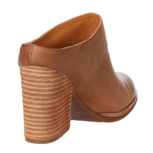 41t23MXb5mL.jpg Women High Chunky Stacked Heel Mules Round Closed Toe Heeled Sandals Slip On 3 Inch Block Heels Suede Backless Booties Burnished