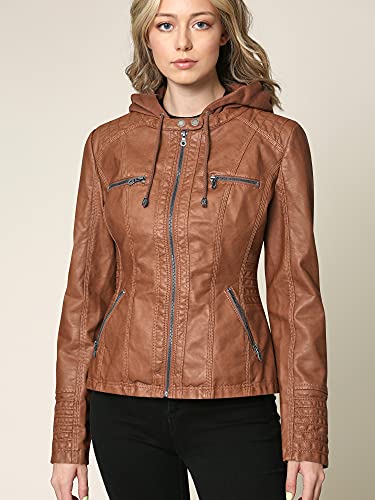 41u5tfZKn2L.jpg Women's Faux Leather Moto Biker Jacket Coat with Removable or Non-Removable Hood