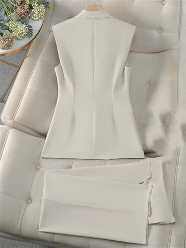 41v4Bdqjz0L.jpg Women 2 Piece Blazer Outfits Sleeveless Blazer Vest Trouser Two Pieces Set Office Work Wear