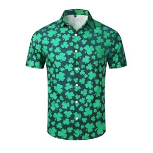41vJYmIQVL.jpg Mens St. Patrick's Day Shirt Hawaiian Shirts for Women Irish Clover Printed Casual Short Sleeve Button Beach Top Costume