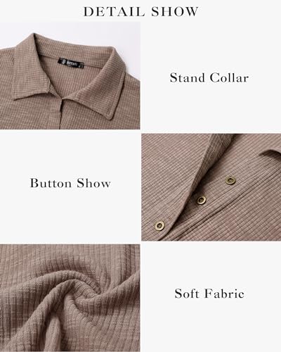 41vnX0QbbZL.jpg Women Casual Button Down Fall Blouses 2025 Long Sleeve Solid Business Work Tops Cute Relaxed Fit Shirts