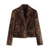 41vuQS71EoL.jpg Women's Leopard Suit Casual Peak Lapel Jacket and Skirt Two Pieces Set