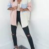 41woiSgJNnL.jpg Womens Color Block Button Down Shirts Long Sleeve Oversized Boyfriend Blouses Tops