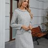 41xBQFDEueL.jpg Women's Long Sleeve Tweed Mini Dress Business Work Short Dress Elegant Cute Party Dresses