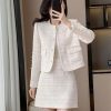 41xde05dNWL.jpg Women Fashion Small Fragrant Tweed Two Piece Set Jacket Coat Mini Skirt Suit French Elegant 2 Piece Outfits