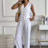 41ybpR23FkL.jpg Women's Linen 2 Piece Sets Summer Outfits Vest Waistcoat Casual Dressy Work Vacation Travel Pants Sets