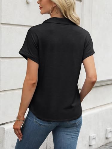41ytbyCy3BL.jpg Women's Short Sleeve Polo Tops Summer Button Down Collared T Shirts Casual Cute Ladies Tees
