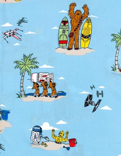 41zD2tqzpVL.jpg Chewbacca Darth Vader R2-D2 Stormtrooper TIE Fighter X-Wing Matching Family Hawaiian Button Down Shirt Adult