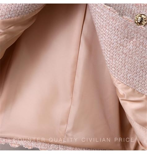 Women's Pink High-End Commuter Skirt Set Long-Sleeved Lapel Short Coat Skirt Two-Piece Set