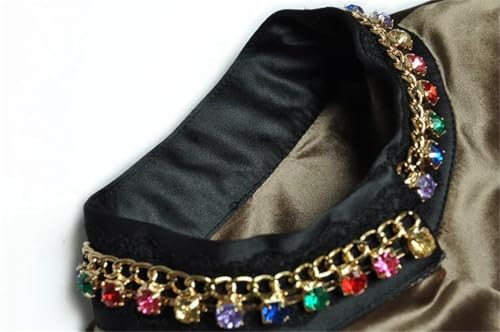 41zRHBt58UL.jpg Women Beading Long Sleeve Coat Skirts Suit Polka Dots Mesh Black Skirt 2 Pieces Set