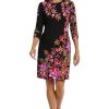 41zb7PjZoiL.jpg Women's Crew Neck Knee Length 3/4 Sleeve Cascade Print Occasion Event Office Polished Chic Dress