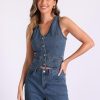 41zrFCuWadL.jpg 2 Piece Outfits Denim Set for Women's Sleeveless Button V Neck Denim Vest Waistcoat Wide Leg Jeans