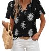 51-QQDkfwsL.jpg Womens Summer Tops Boho Short Sleeve Business Casual Blouses Button Down Floral Shirts Fashion Beach Vacation Clothes