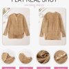 51035KEOsL.jpg Womens Casual Button V Neck Long Sleeve Shirts Oversized Solid Blouses Tops