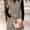 510QSdJkm2L.jpg Womens Long Tweed Vest Fall Winter Sleeveless Blazer Jackets Trench Coat
