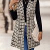 510Uu3vvOpL.jpg Womens Long Tweed Vest Fall Winter Sleeveless Blazer Jackets Trench Coat