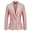 510VMhA4aDL.jpg Women's 2 Piece Business Plaid Suit Set Office One Button Slim Fit Blazer with Pant