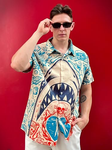 511PUux-PQL.jpg Men's Hawaiian Shirt Button Down Funny Printed Casual Short Sleeve Summer Beach Shirts