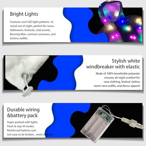 5120-l1NY3L.jpg 2 Pcs LED Light Up Jacket Men Women Rave Outfit Halloween Festival EDM Party Night Event Costume Neon Glow Clothing