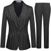 Women's 3 Piece Striped Suit One Button Slim Fit Business Work Professional Blazer Jacket Vest Pants Set