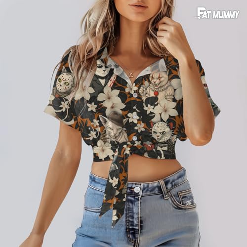 513BNBhRPHL.jpg Mens Halloween Hawaiian Shirt, Horror Friends Shirts for Men Women Short Sleeve