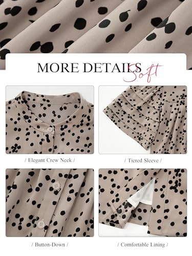 514L2hKDkcL.jpg Womens Tops Summer Boho Floral Short Sleeve Button Down Shirts Crewneck Loose Vacation Dressy Casual Work Blouses