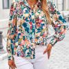 514gPgyBEPL.jpg Women's Floral Blouses Dressy Casual V Neck Button Down Shirts Lantern Long Sleeve Boho Chiffon Fall Tops 2025