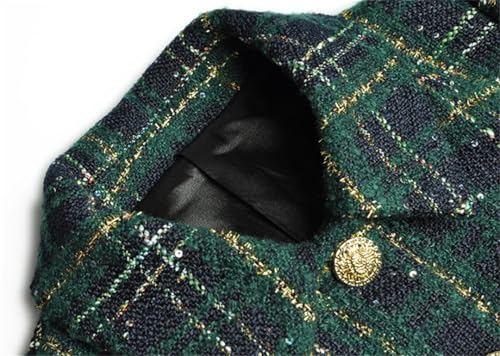 515Qia5LD9L.jpg Women Winter Plaid Tweed Skirts Suit Bow Beading Long Sleeve Jacket Tassel Skirt 2 Pieces Set