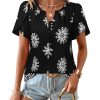 516keXcUB7L.jpg Womens Summer Tops Boho Short Sleeve Business Casual Blouses Button Down Floral Shirts Fashion Beach Vacation Clothes