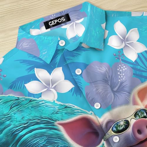 517aXi0eqQL.jpg Farm Animal Button Shirt for Men, Animal Men's Hawaiian Shirt, Summer Unisex Shirt, Birthday Gifts for Men
