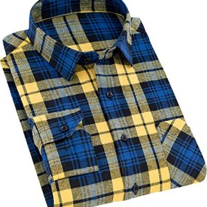 Men's Casual Plaid Flannel Long Sleeve Button Down Shirt