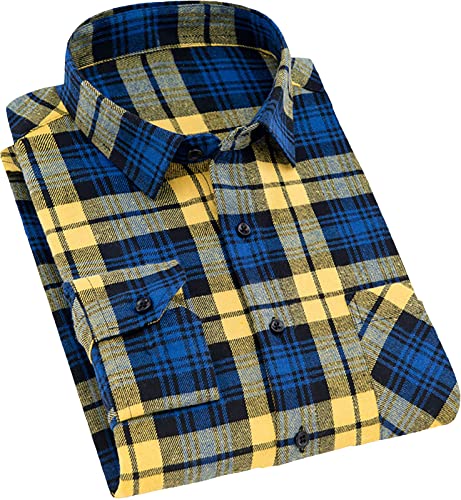 518Eym2vXUL.jpg Men's Casual Plaid Flannel Long Sleeve Button Down Shirt