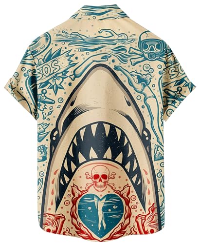 519Sbi9B10L.jpg Men's Hawaiian Shirt Button Down Funny Printed Casual Short Sleeve Summer Beach Shirts